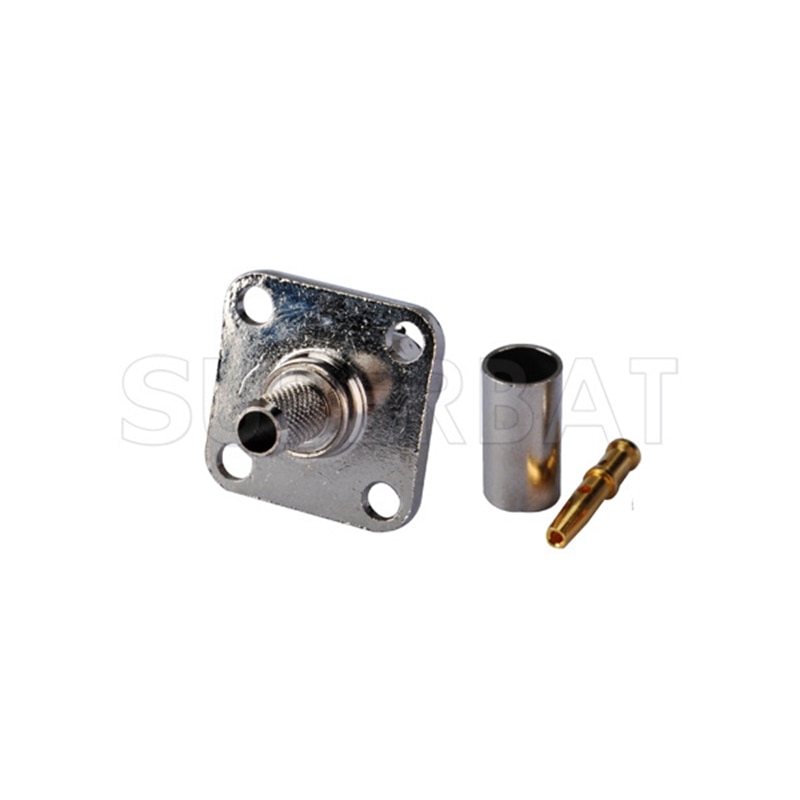 Superbat 5pcs BNC Crimp Female 4 Hole Panel Mount Connector for Cable RG58,RG142,LMR195 75Ohm
