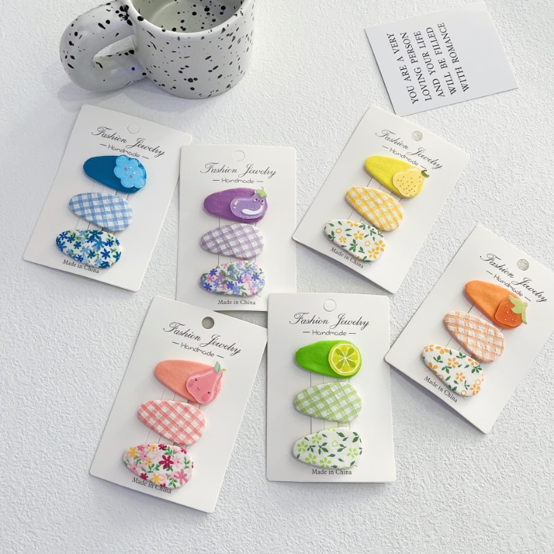3pcs Summer New Hairpins for Baby Girls Mini Korean Floral Oval Hair Pin Little Girl Cute Side Clip Bangs Clip Cheap Baby Stuff