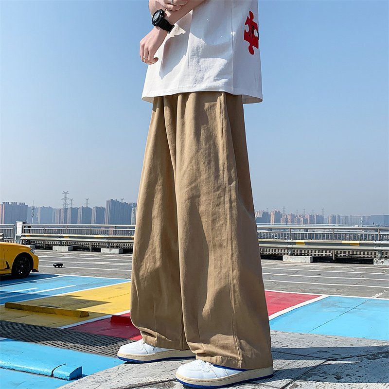 Harajuku Cotton Wide leg Oversize Pants Casual Pants Baggy Sweatpants Streetwear Long Pants For Men Straight Trousers Leg Pants