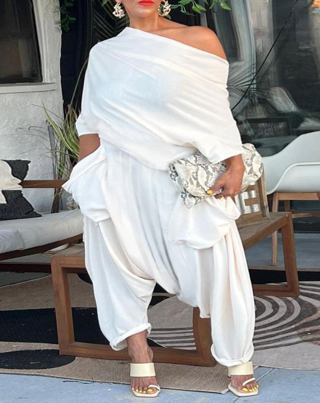 Casual Multi-Way Wear Pocket Design Harem Jumpsuit for 2023 Summer Ladies Europe & America Fashion V-Neck Long Sleeve Jumpsu