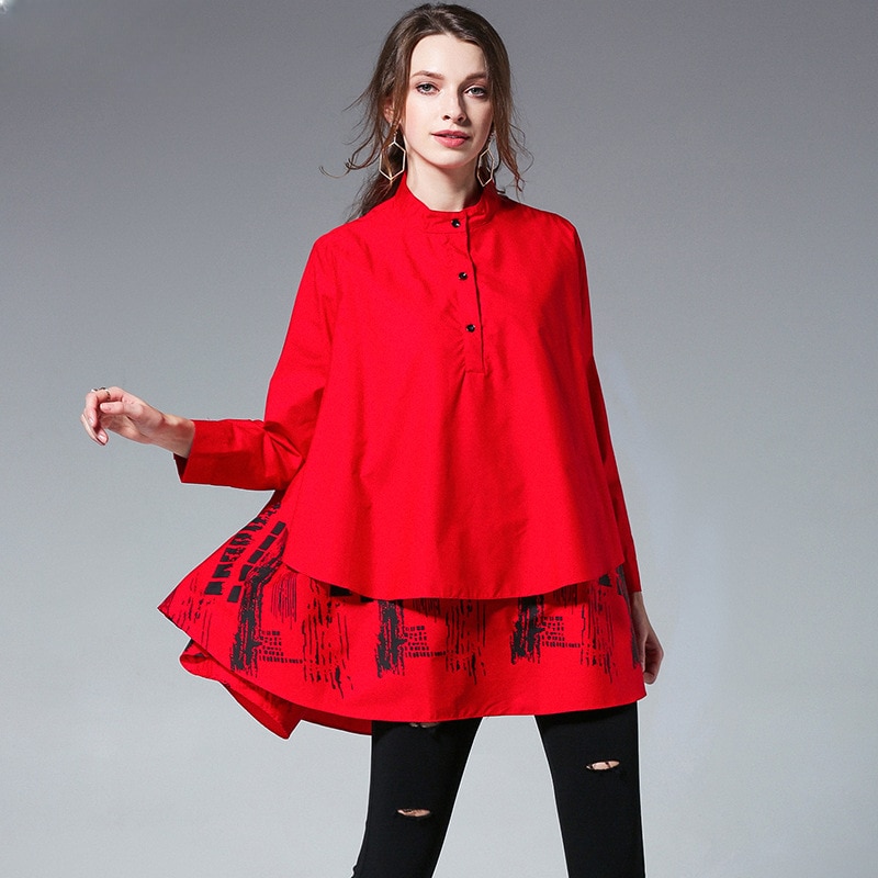 Fashion Woman Blouse 2023 Loose Print New Women's Shirt Asymmetric Elegant Button Tops Blusas Mujer Elegantes Y Juveniles