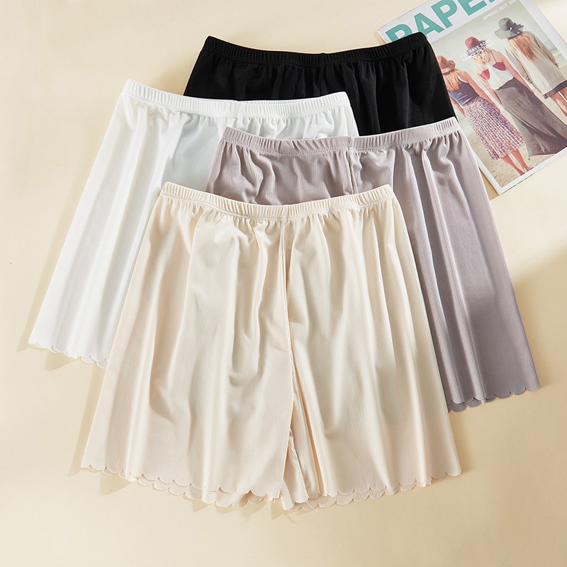 Summer Ice Silk Safety Pants Women Leggings Seamless Underwear Elastic Skirt Boxers Panties Anti Rub Thigh Safety Shorts