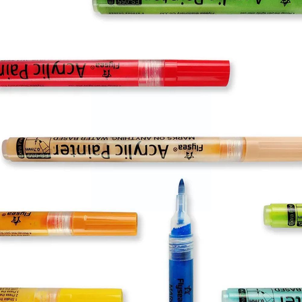 1pc 12 Acrylic Paint Pen Acrylic Ink Pen Strong Sunscreen Coverage Paint Water-based Strength Waterproof Pen W4i6