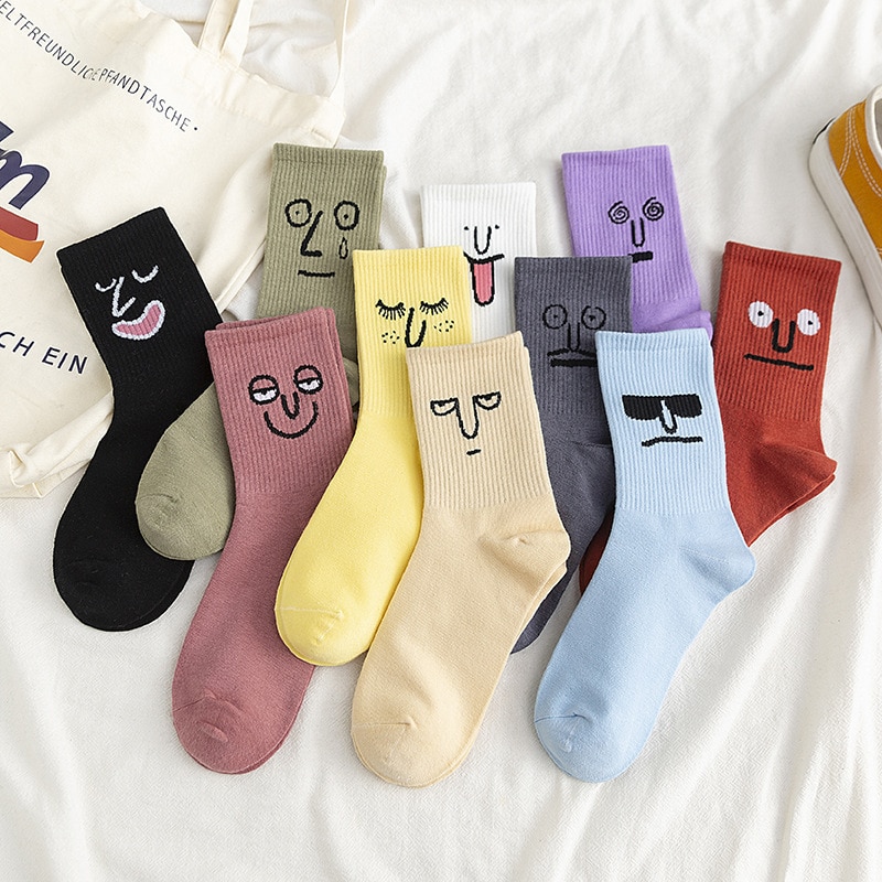 1 Pairs Korea Funky Harajuku Trend Women Candy Colors Casual Funny Socks Girl Kawaii Socks Unisex Surprise Mid Women Crew Socks