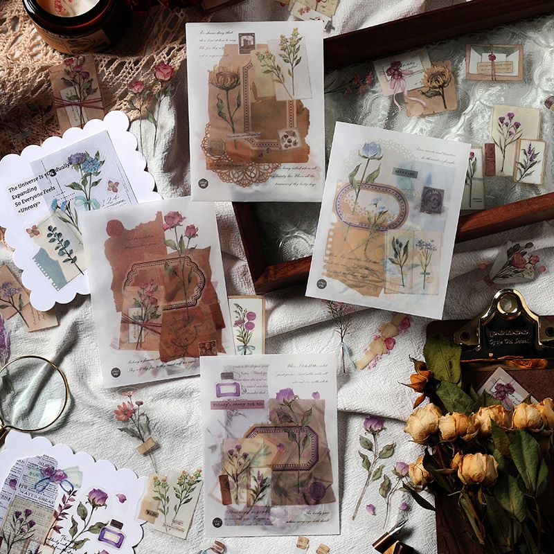 Card Lover 40 Pcs Four Seasons Series Journal Stickers Scrapbooking PET Sticker Journaling Material Scrapbook Paper