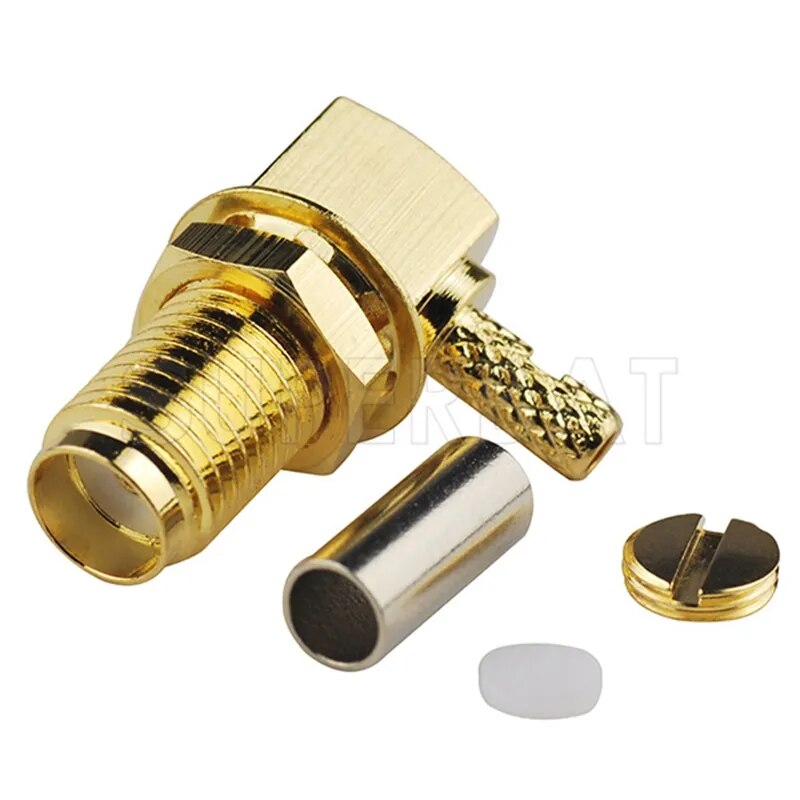 Superbat SMA Female Right Angle Crimp Connector for Cable RG316 RG174 RG188 LMR100