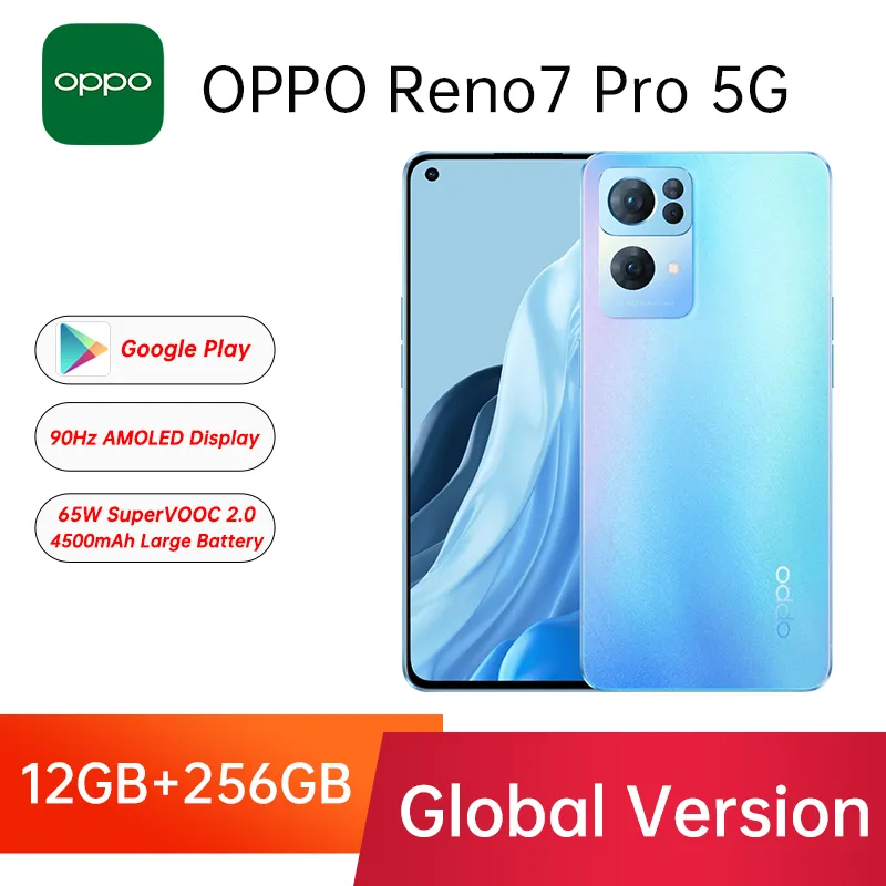 Global Version OPPO Reno7 Pro 5G 12GB 256GB MTK Dimensity 1200-Max 90Hz AMOLED Display 50MP 65W SUPERVOOC Reno 7 Pro