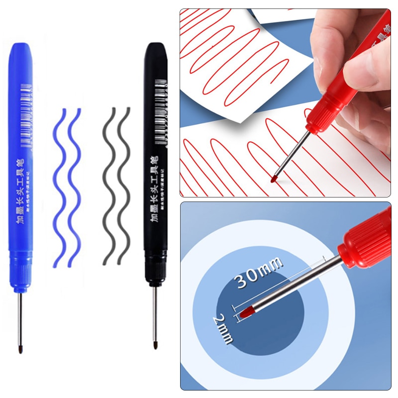 33mm Long Tip Marker Pen Waterproof and Scratch Resistant Multipurpose Marker Woodworking Construction Deep Hole Labeling Tool