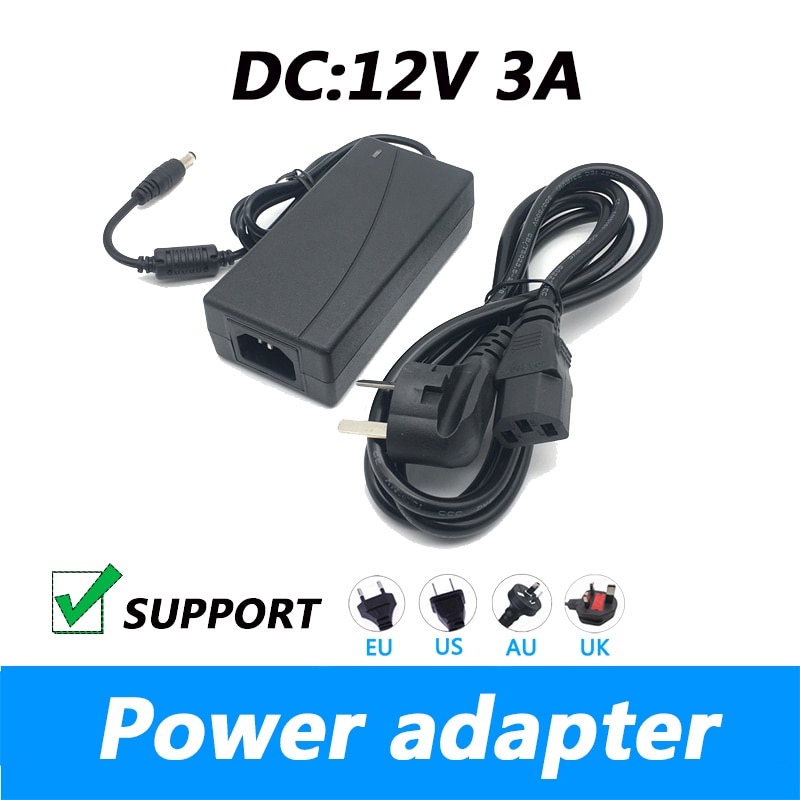 DC 12V 3A Hard Disk Video Recorder Display Power Adapter UK Plug AU Plug 5.5*2.1MM Power Supply Lighting Transformer