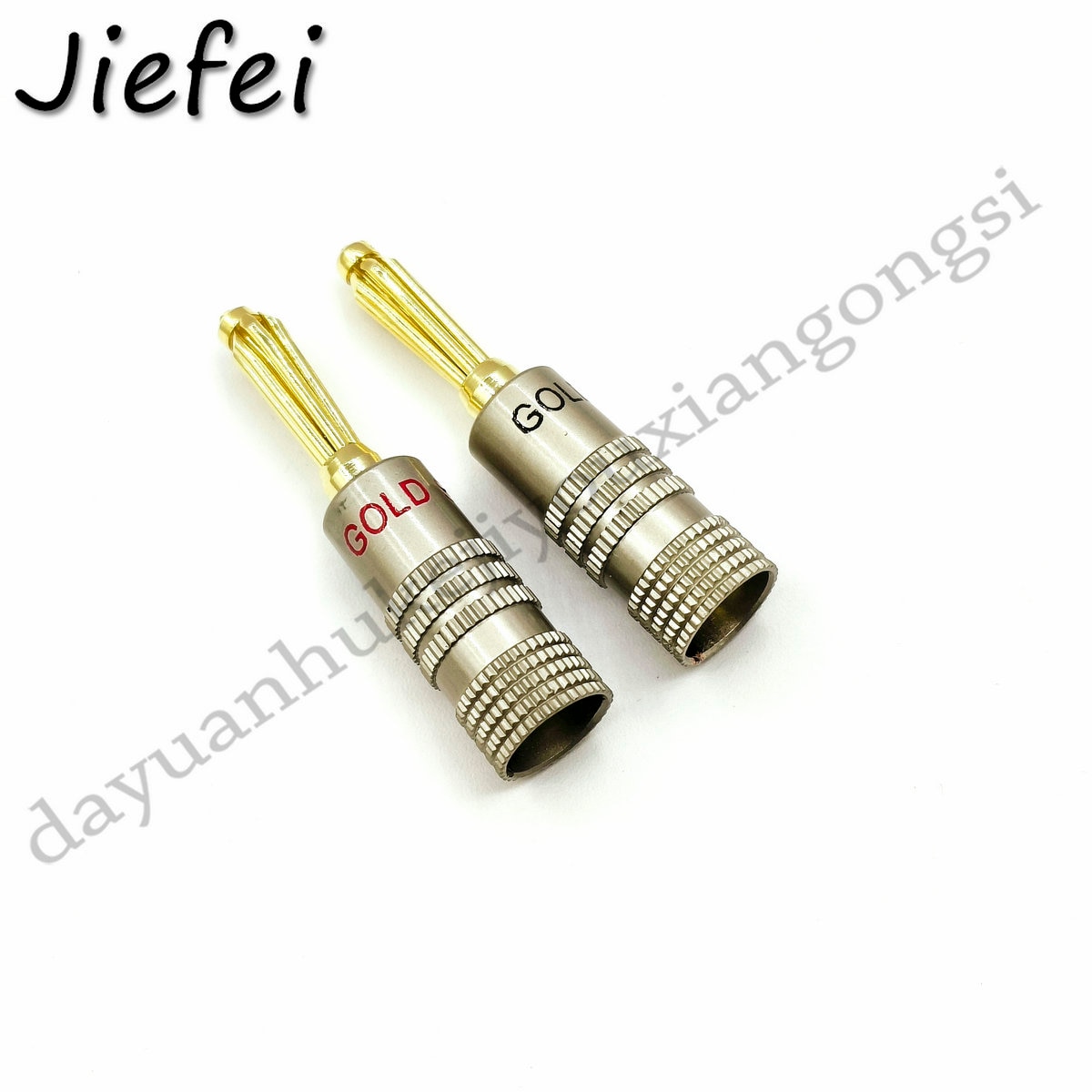2Pcs high-quality Solid Core Screw Solderless Banana plug Insert copper 4mm six-core Aluminum Shell