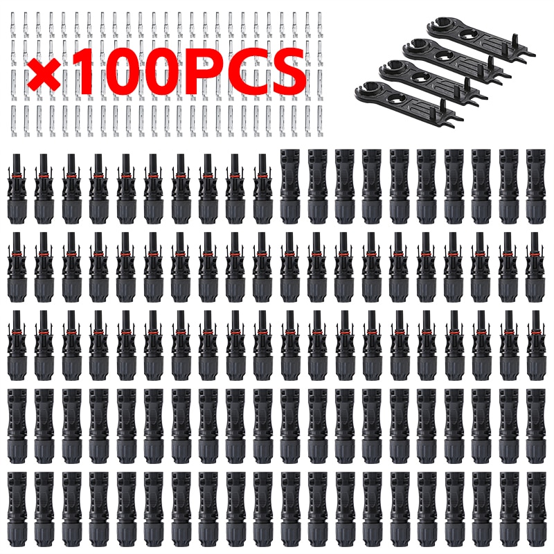100/40/20/10 PCS Wholesale ip68 1500V TUV Conenctors Housing Material solar connector PV Connector for 2.5/4/6mm2 Cable