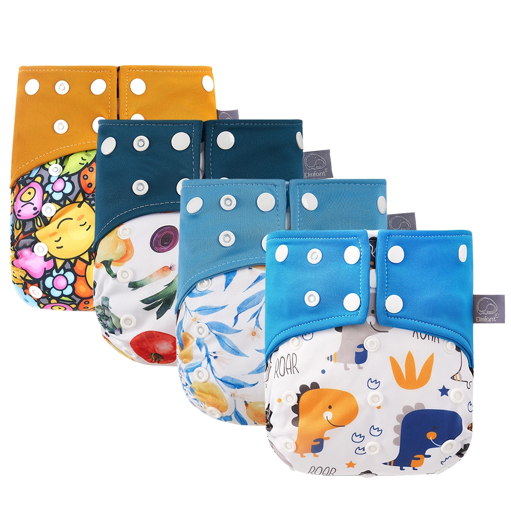 Elinfant Baby Diaper Set Washable Reusable Cloth Diaper With 1 Piece Gray Mesh Cloth Insert Fashion Prints Fit 3-15kg Boys&G