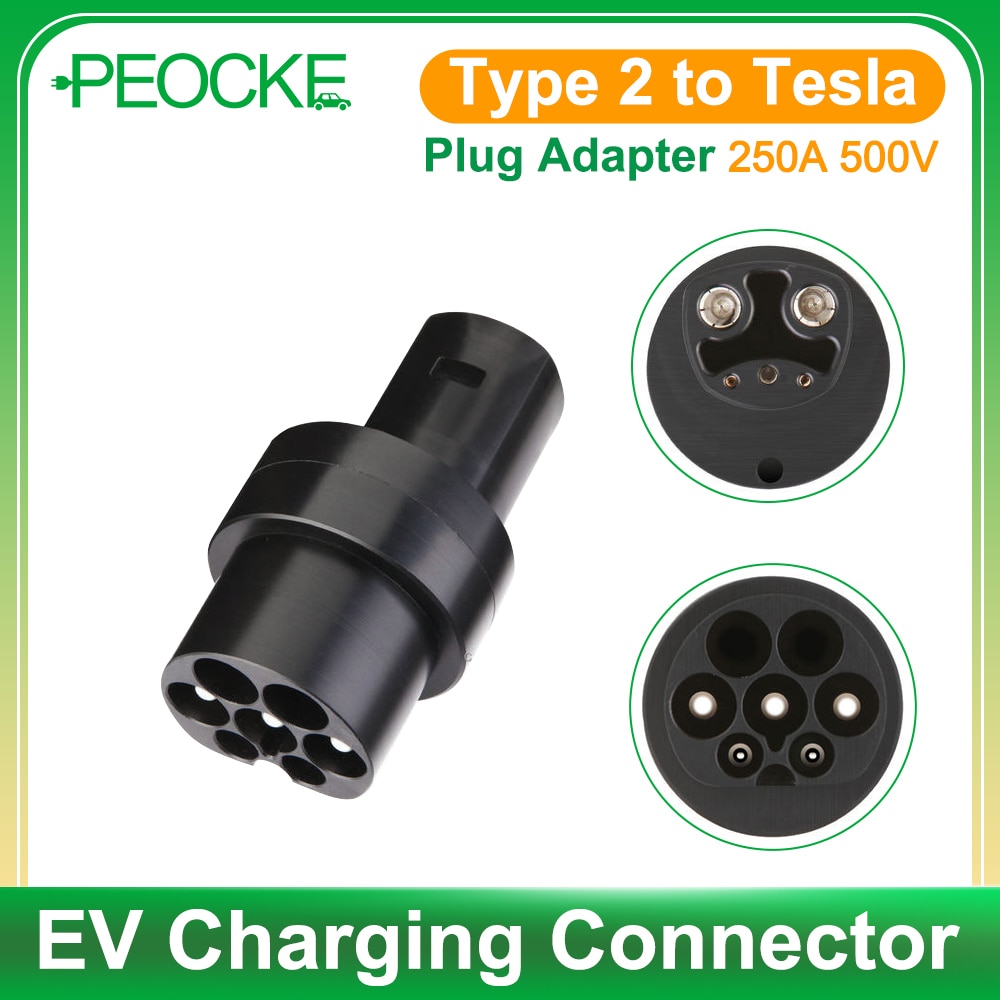 Peocke EV Plug Adapter Type 2 for Tesla 250A 500V Electric Vehicle Charger Connector IEC62196 for Tesla Model 3/Y Socket Adapter