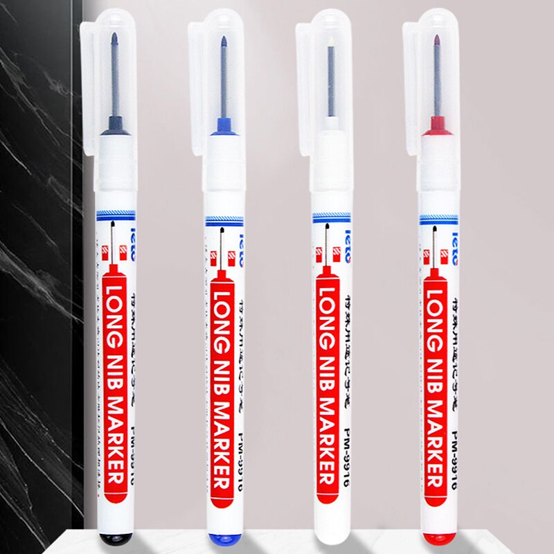 3Pcs Long Head Markers Bathroom Woodworking Decoration Multi-purpose Deep Hole Marker Pens for Hardware Wood Car Manufacturing