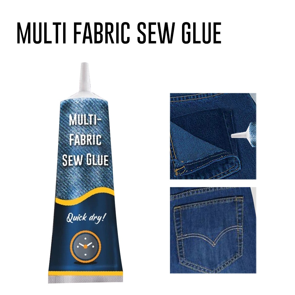 50ml Multifunctional Sew Glue Liquid Sewing Solution Kit Needle Thread Repair Glue Fast Tack Dry Universal Fabric Sewing Glue