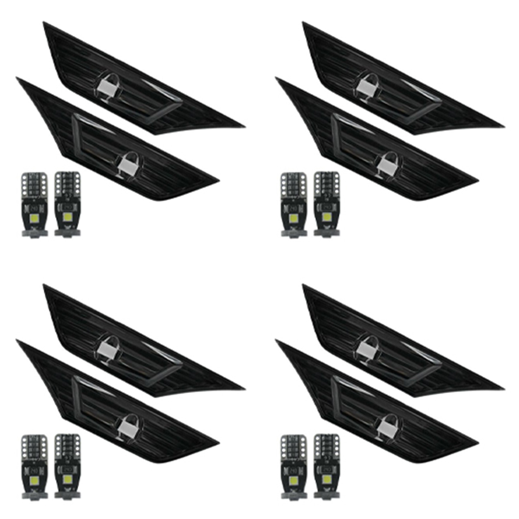 3X Smoke Tinted Lens Side Marker Lamp Light W/ LED for 2016-19 Honda Civic JDM