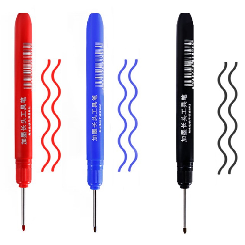 33mm Long Head Marker Pens Multi-purpose Marking Pen For Carpenter Construction Deep Hole Markers Writing Tools black/blue/red