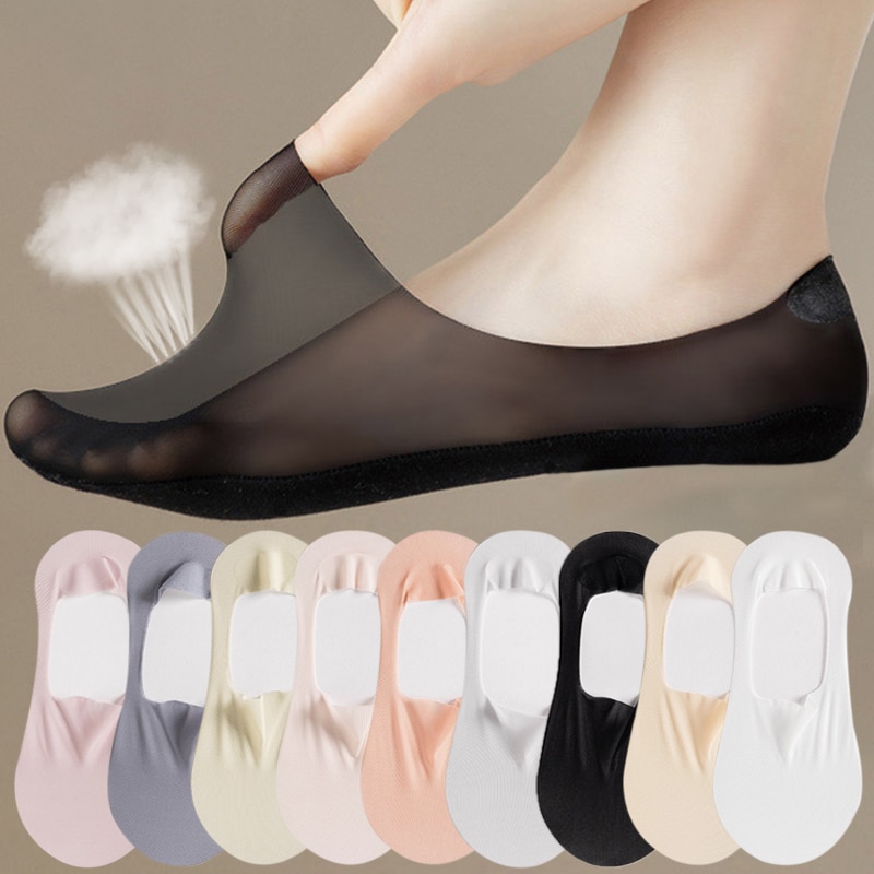 Silicone Anti-slip Soft Cotton Sole Invisible Socks Women's Comfortable Thin Non-Slip Silicone Sock Mesh No Show Sock Slipp