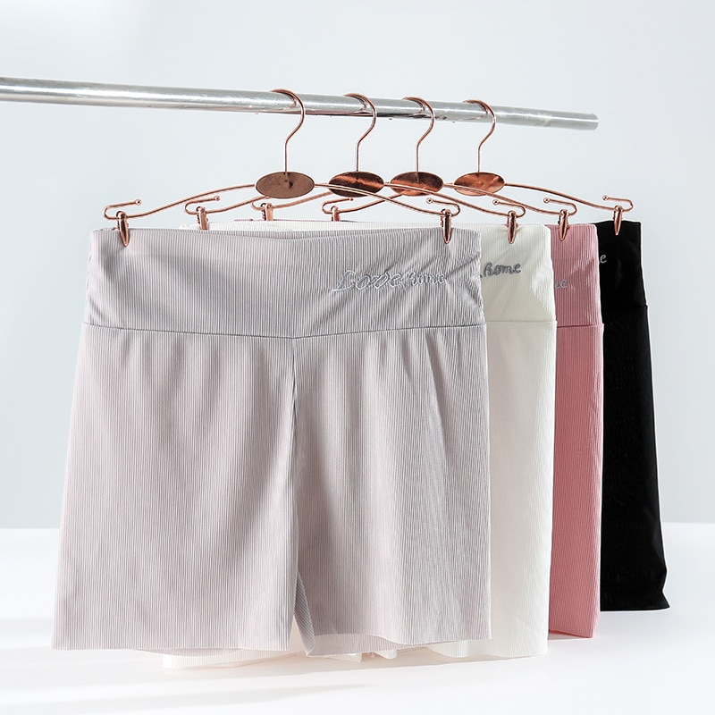High Waist Letter Summer Thin Breathable Women Safety Shorts Striped Security Panties Non-marking Skinny Boxer Briefs