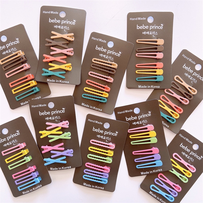6pcs/set Korean Simple Basic Hair Pin Clips Kawaii Frosted Candy Color Hairpins for Children Headwear Girls Kids Accessories