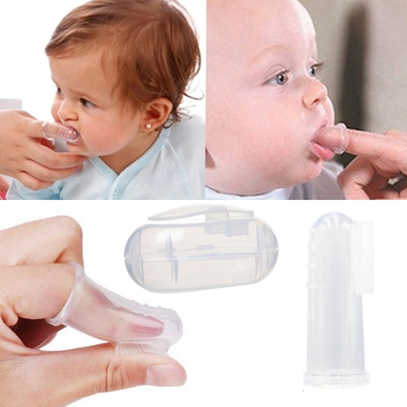Silicon Toothbrush+Box Baby Finger Toothbrush Children Teeth Clean Soft Silicone Infant Tooth Brush Rubber Cleaning Baby Brush