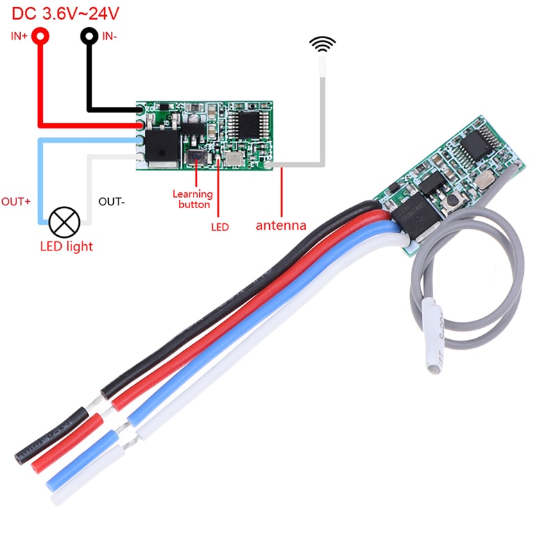 Upgraded Version 433Mhz 1CH RF Relay Receiver Universal Wireless Remote Control Switch Module LED Light Controller