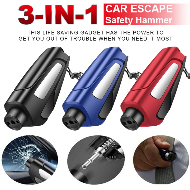 Car Broken Window Hammer Seat Belt Cutter Lifesaving Auto Glass Breaker With Keychain Emergency Safety Escape Rescue Tools