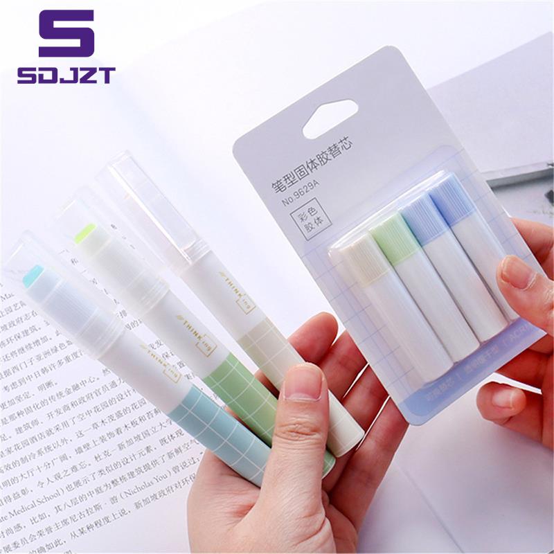 Cute Glue Stick Pen Shape Solid Color Glue Stick DIY Scrapbooking Diary Notebook Resin Liquid Glue Fabric Glue 2022