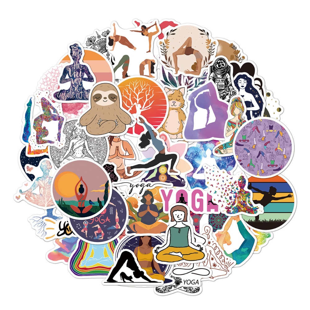 50Pcs Yoga Mandala Flowers Classic Sports Cartoon Waterproof Stickers For Motorcycle Snowboard Luggage Scrapbook Laptop