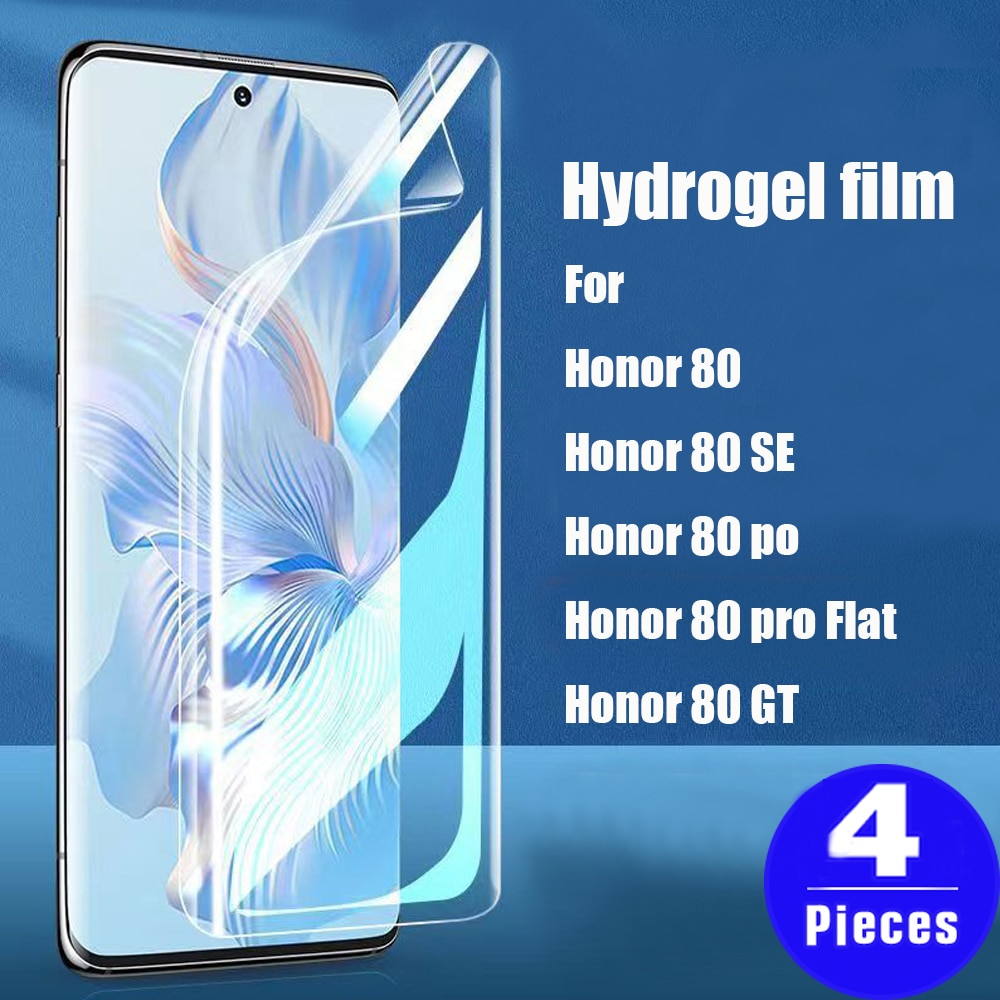 4Pcs phone screen protector for Honor 80 lite GT SE 70 60 50 pro plus Flat Hydrogel film protective film Not Glass Smartphone HD