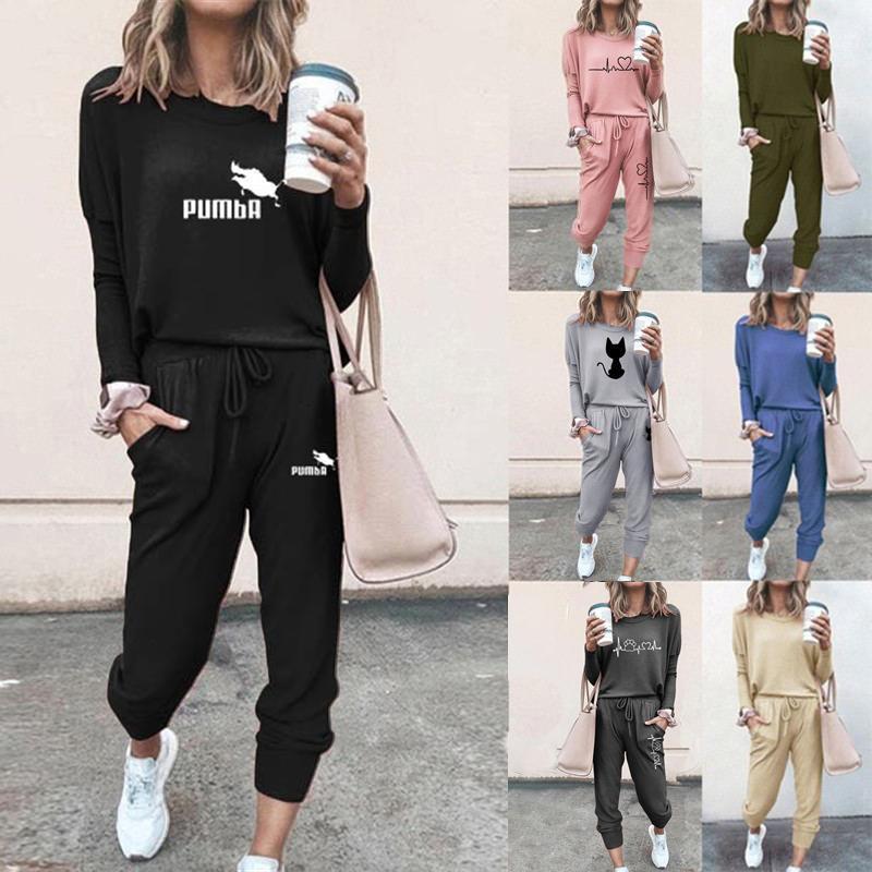 New Ladies Tracksuit Spring Autumn Women Sportswear Casual 2-piece Suit O Neck Top + Trousers Hoodie Sports Sets Women Clothing