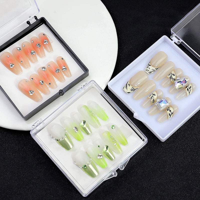 1PC Exquisite Transparent Plastic Packaging Box Nail Enhancement Storage Jewelry Necklace Display Gift Box