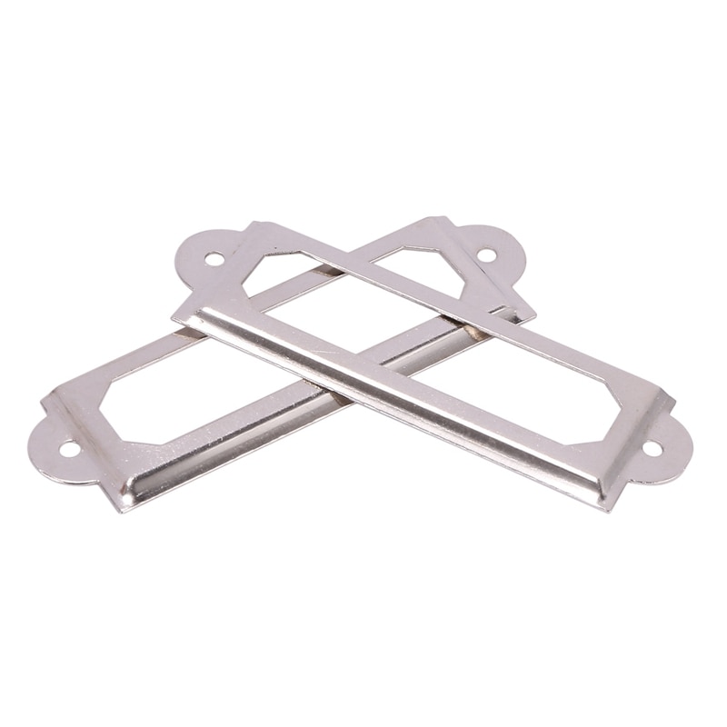 80 Set Office Library File Drawer Cabinet Card Tag Label Holder Metal Frame (Silver Tone)