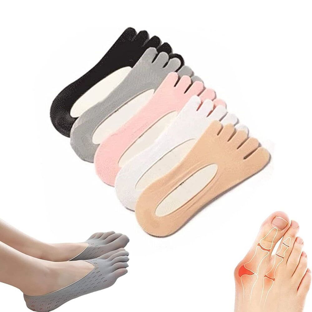 2Pair New Invisible Cotton Anti Slip Mesh Projoint Antibunions Health Sock Five Finger Socks Women's Split Toe Socks