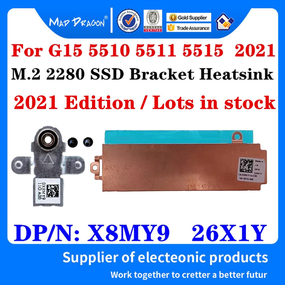 New X8MY9 FJ75H 26X1Y For Dell G15 5515 Ryzen Edition G15 5510 5511 Laptops M.2 NVME 2230 2280 SSD Bracket Storage Card Heatsink