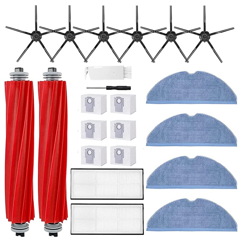 Vacuum Cleaner Main Side Brushes HEPA Filters Dust Bags Mop Cloth Accessories Kit For Roborock S7 Pro Ultra/S7 Maxv Ultra