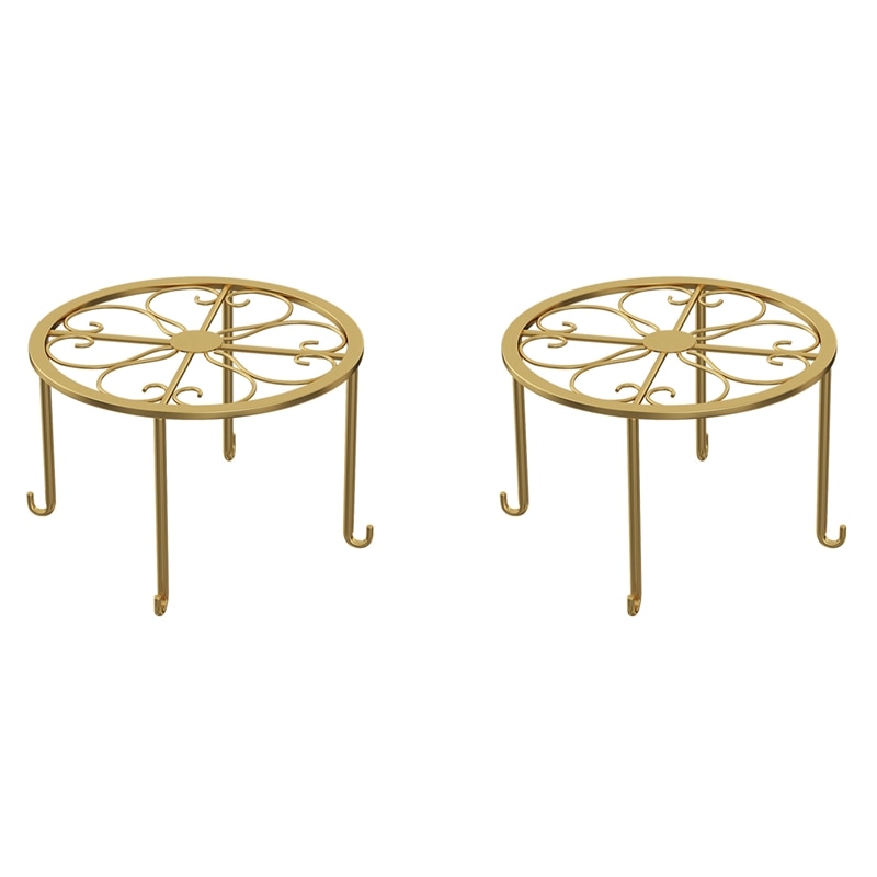 2X Floor Iron Pot Plant Stand Flower Shelf Holder Garden Shelves Garden Plant Balcony Round Rack Home Decor