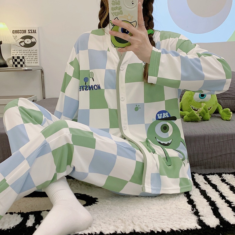 The New High Quality Pajamas for Women Long Sleeve Super Comfortable Cartoon Sleepwear Large Size Loungewear Set Woman 2 Pieces