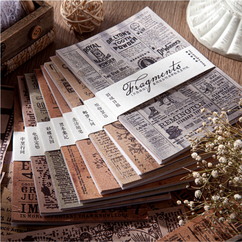 Card Lover 30 Pcs English Character Series Journal Vintage Material Paper Scrapbooking Butter and Light Paper Stickers