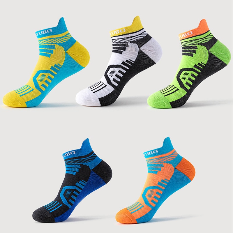 5 Pairs Run Sport Socks Professional Cotton Bright Color Breathable Deodorant Towel Bottom Outdoor Bike Basketball Travel Socks