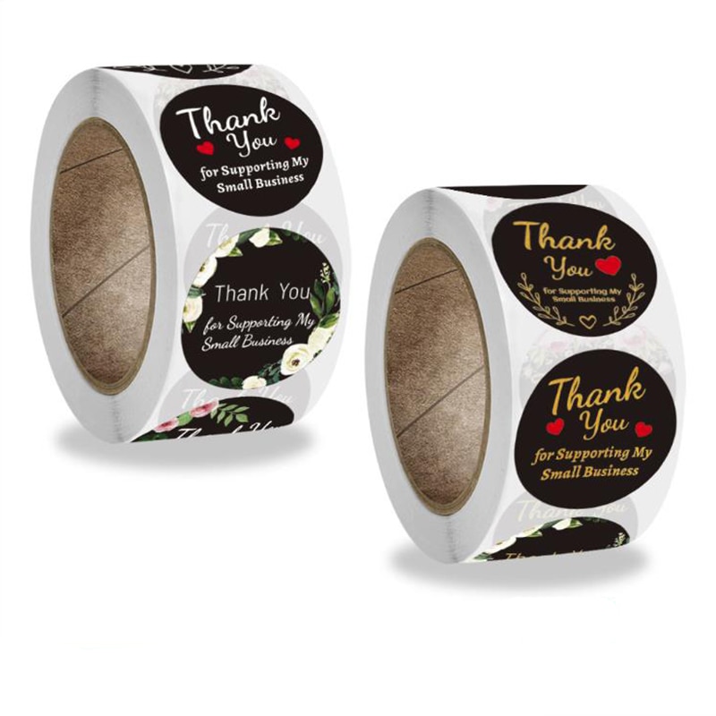 50-500PCS Kawaii Labels Thank You Sticker Sealing Black Paper Stickers Stationery Office Supply Sticky Decoration Scrapbooking