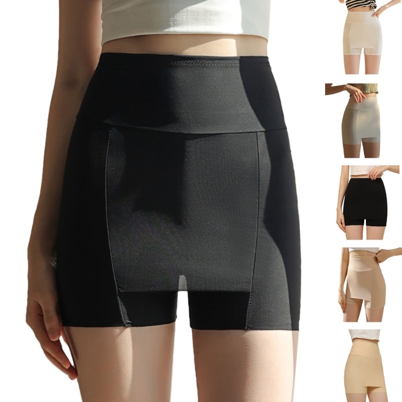 Women Double Layer Front Crotch Safety Short Traceless Underpant for Skirt Dress