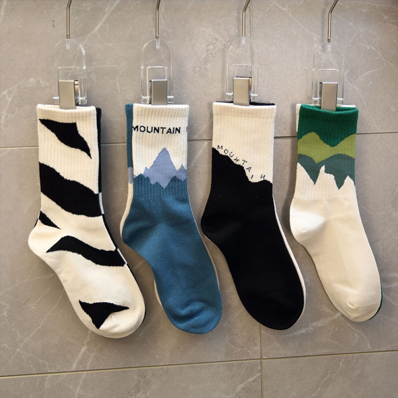 Japanese Korean Style Harajuku Socks Women Combed Cotton Boneless Crew AB Socks Men Street Fashion Trend Sports Couple Socks