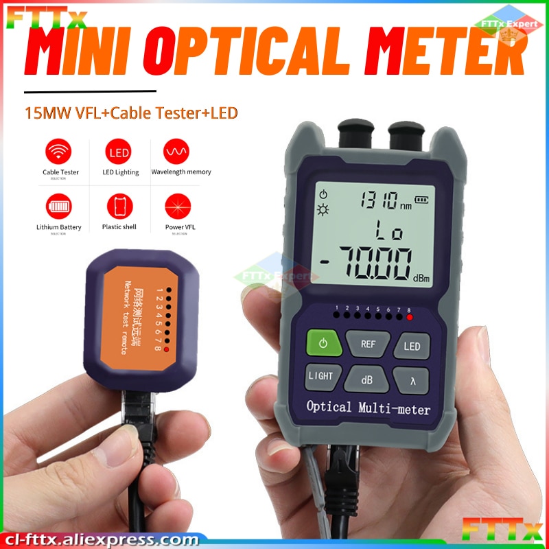 Mini 4 in 1 Optical Power Meter Visual Fault Locator Network Cable Test optical fiber tester 5km 15km 30KMVFL