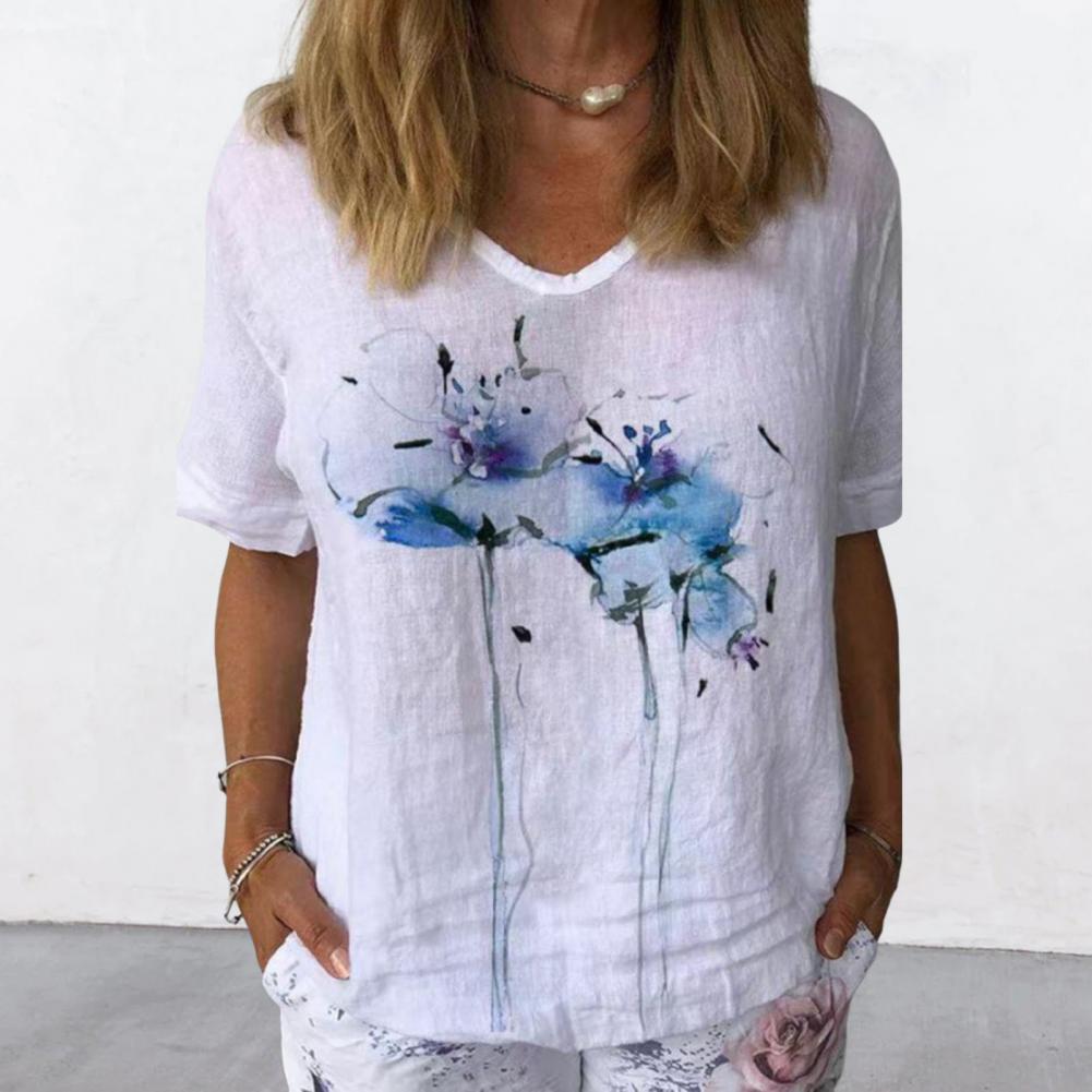 Popular Women Shirt Breathable Wear Resistant Women Summer Print Shirt Pants Set Lightweight Top Shirt for Women