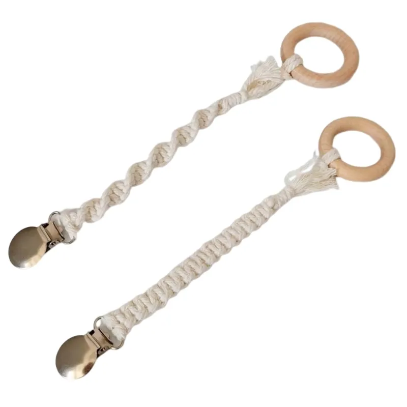 Y55B Pacifier Clip for Boys & Girls Handmade Braided Cotton Pacifier Holder Clip