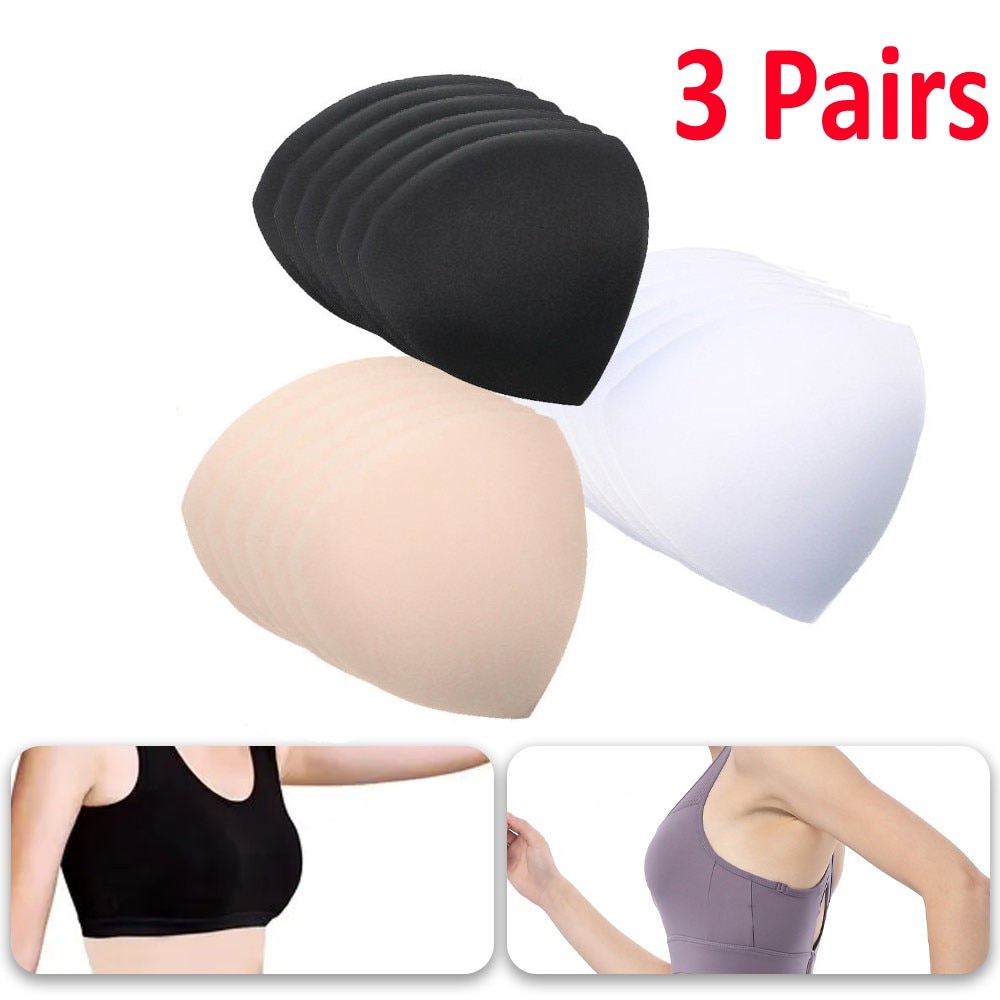 3 Pairs Bra Pads Soft Sponge Women's Triangle Bra Pad Sports Bra Bikini Pads Yoga Bra Swimsuit Bralettes Nursing Bra Insert