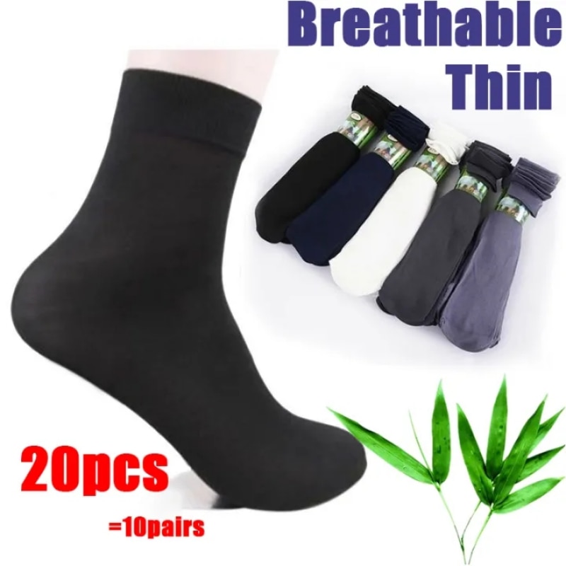 10Pairs Men Ice Silk Socks Summer Spring Ultra-thin Socks Solid Business Socks Breathable Soft Socks Ankle Bamboo Fiber Socks