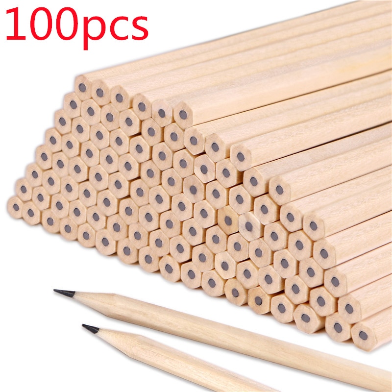 100pcs/lot Wood Pencil HB Black Hexagonal Non-toxic Painting Writing Standard Pencil Cute Stationery Office School Supplies