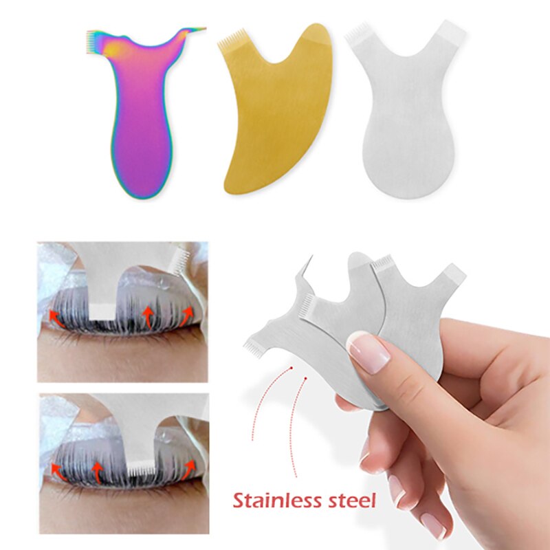 1Pcs Reuseable Stainless Steel Eyelash Brush Clean Y V T Shape Grafted Eyelashes Lifting Curler Eye Lash Extension Perm Makeup T
